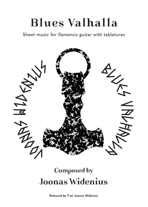 Ebook: Blues Valhalla - Sheet music for flamenco guitar with tablatures.