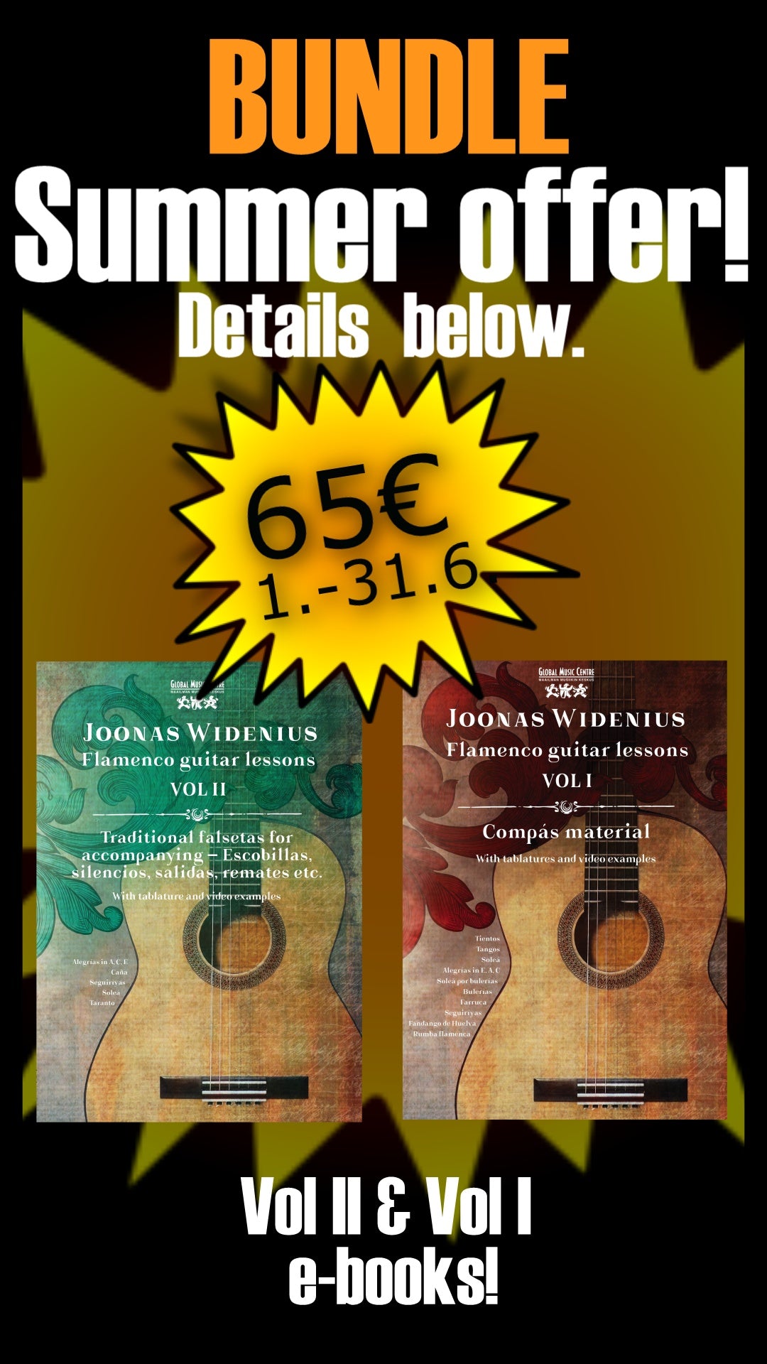 BUNDLE: E-books - Flamenco guitar lessons Vol I & Vol II